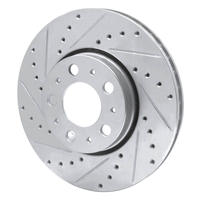 Volvo S80 Brake Rotor (1) - Front Left - R1 Concepts - Drilled & Slotted - Silver - `99-`09
